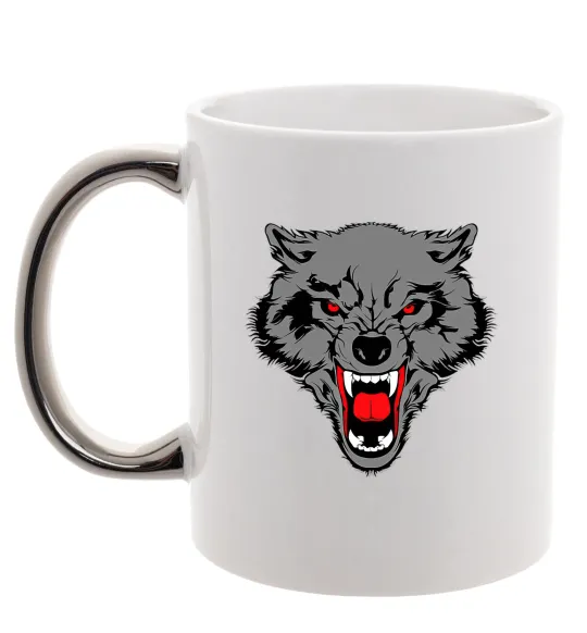 Чашка з кольоровою ручкою Grey wolf Срібло фото