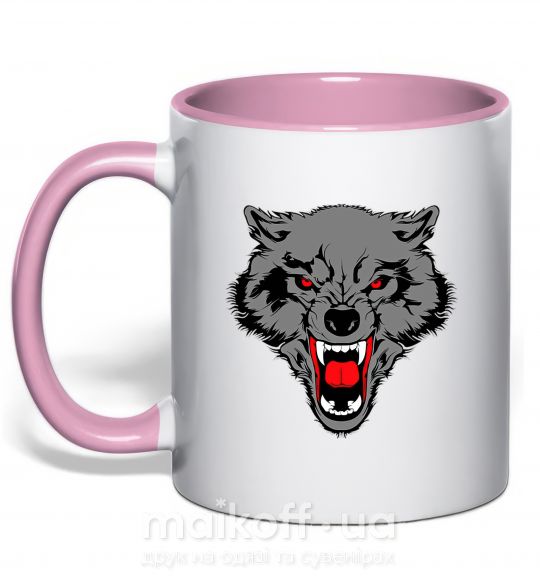 Чашка с цветной ручкой Grey wolf Нежно розовый фото