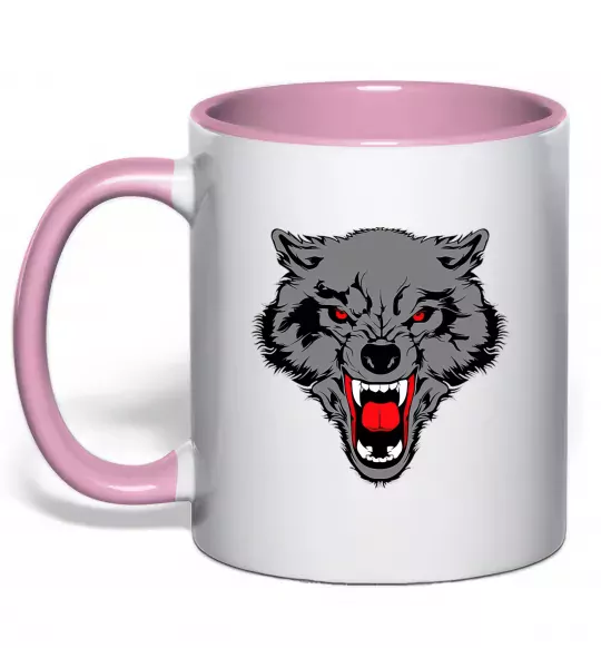 Чашка з кольоровою ручкою Grey wolf Ніжно рожевий фото