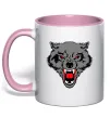 Чашка з кольоровою ручкою Grey wolf Ніжно рожевий фото