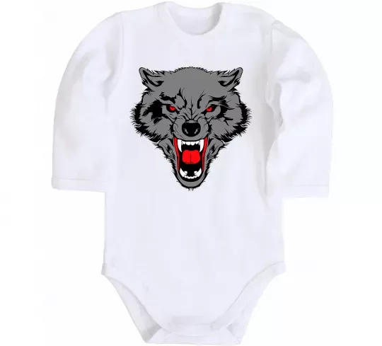 Дитячий бодік Grey wolf Білий фото