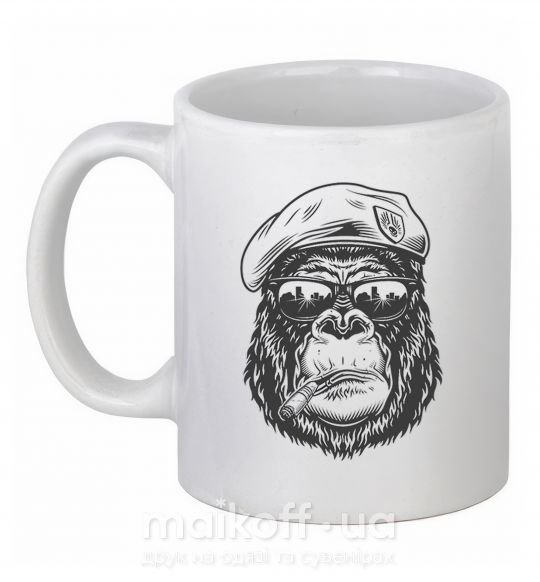 Чашка керамічна Gorilla sunglasses Білий фото