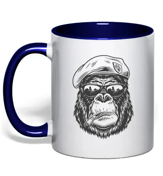 Чашка с цветной ручкой Gorilla sunglasses Глубокий темно-синий фото