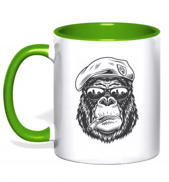 Чашка с цветной ручкой Gorilla sunglasses Зеленый фото