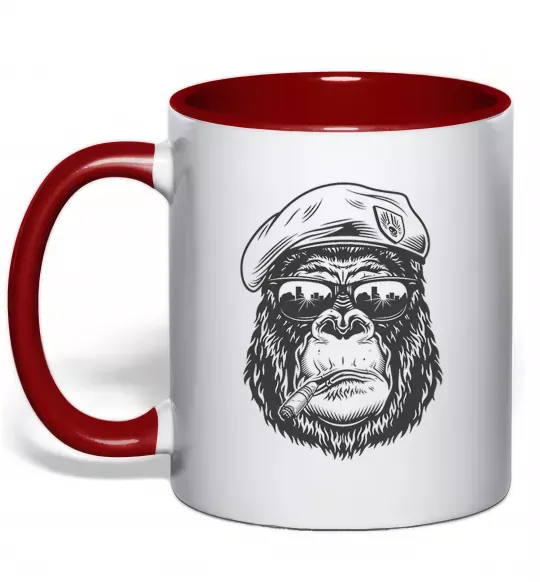 Чашка с цветной ручкой Gorilla sunglasses Красный фото