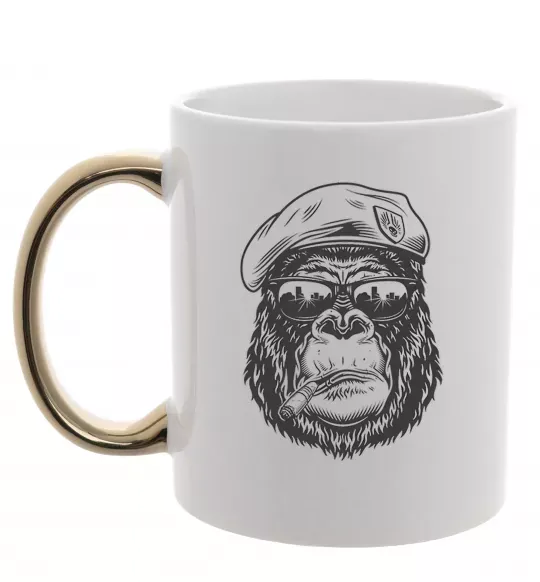 Чашка с цветной ручкой Gorilla sunglasses Золото фото