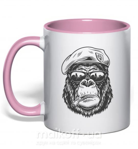 Чашка з кольоровою ручкою Gorilla sunglasses Ніжно рожевий фото