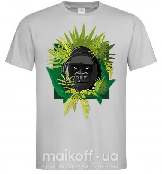 Мужская футболка Gorilla in the woods Серый фото