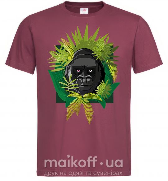 Мужская футболка Gorilla in the woods Бордовый фото