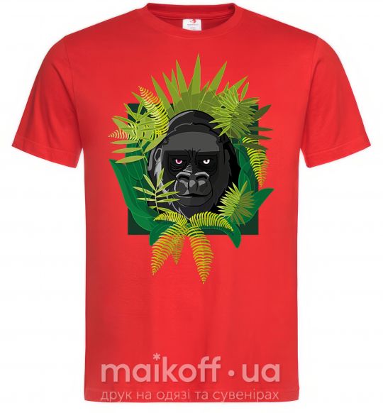 Мужская футболка Gorilla in the woods Красный фото