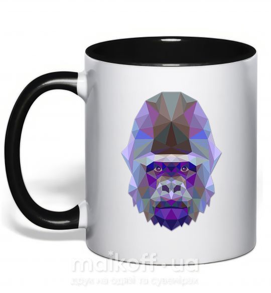 Чашка з кольоровою ручкою Gorilla triangle Чорний фото