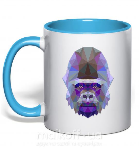 Чашка з кольоровою ручкою Gorilla triangle Блакитний фото