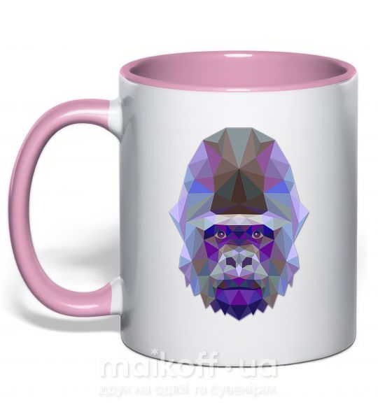 Чашка з кольоровою ручкою Gorilla triangle Ніжно рожевий фото