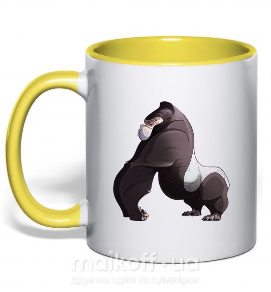 Чашка з кольоровою ручкою Big gorilla Сонячно жовтий фото