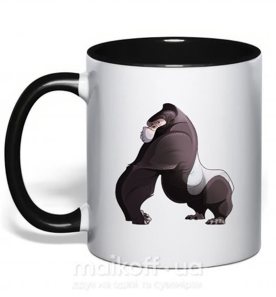 Чашка з кольоровою ручкою Big gorilla Чорний фото