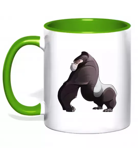 Чашка з кольоровою ручкою Big gorilla Зелений фото