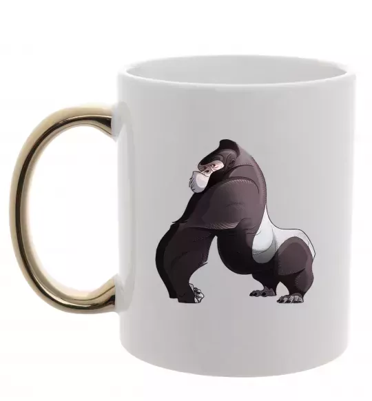 Чашка з кольоровою ручкою Big gorilla Золото фото
