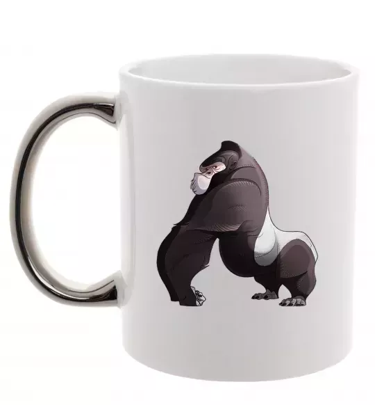 Чашка з кольоровою ручкою Big gorilla Срібло фото