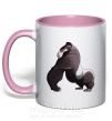 Чашка з кольоровою ручкою Big gorilla Ніжно рожевий фото