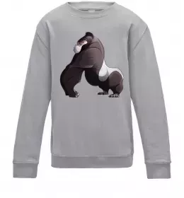 Детский Свитшот Розлючена горила Серый меланж фото