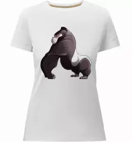 Женская премиум футболка Горила сидить Белый фото