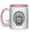 Чашка с цветной ручкой Горилла индианец Нежно розовый фото