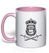 Чашка с цветной ручкой Горилла с мечами Нежно розовый фото