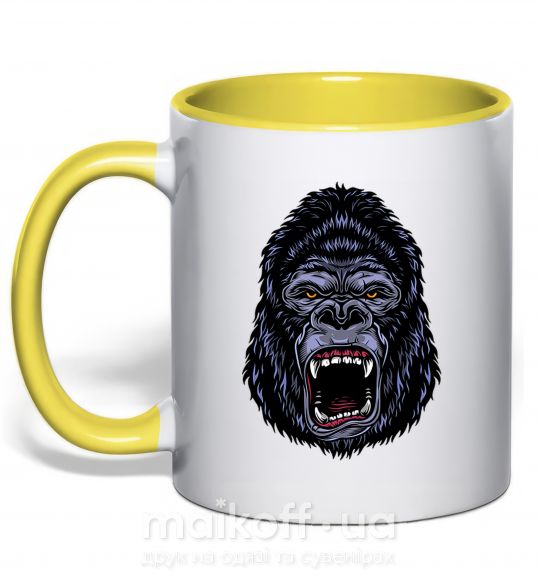 Чашка з кольоровою ручкою Screaming gorilla Сонячно жовтий фото