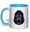 Чашка з кольоровою ручкою Screaming gorilla Блакитний фото