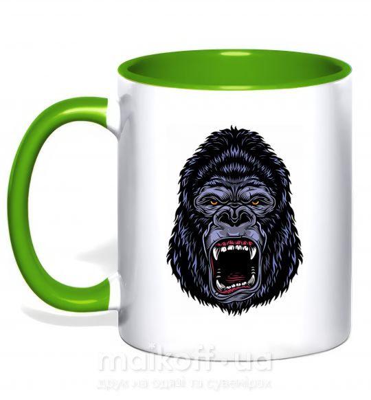 Чашка з кольоровою ручкою Screaming gorilla Зелений фото