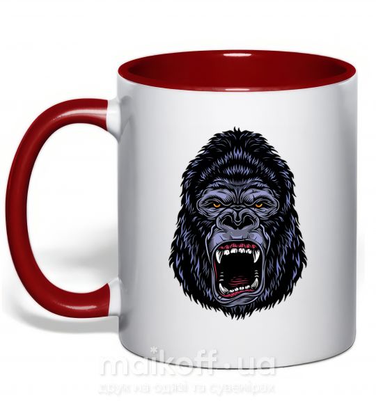 Чашка з кольоровою ручкою Screaming gorilla Червоний фото