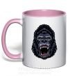 Чашка з кольоровою ручкою Screaming gorilla Ніжно рожевий фото