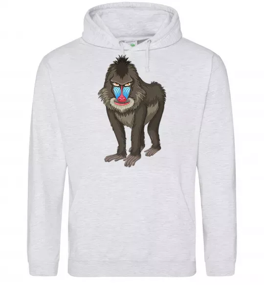 Мужская толстовка (худи) Хитра мавпа Серый меланж фото