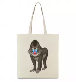 Эко-сумка Мавпа намальована Бежевый фото Эко-сумка Мавпа намальована Бежевый фото