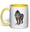 Чашка з кольоровою ручкою Хитрая обезьяна Сонячно жовтий фото