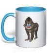 Чашка с цветной ручкой Хитрая обезьяна Голубой фото