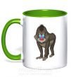 Чашка з кольоровою ручкою Хитрая обезьяна Зелений фото