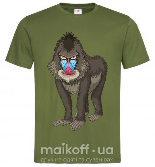 Мужская футболка Хитрая обезьяна Оливковый фото