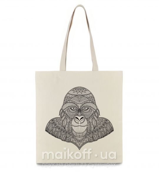 Еко-сумка Детализированная обезьяна Бежевий фото