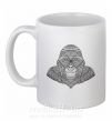 Чашка керамическая Детализированная обезьяна Белый фото