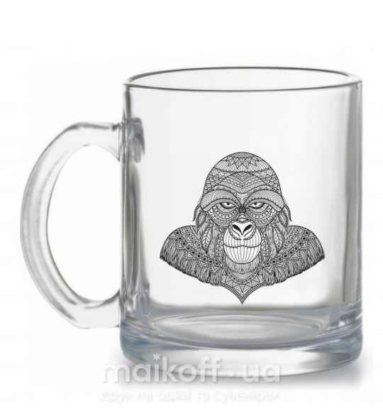 Чашка скляна Детализированная обезьяна Прозорий фото