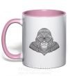 Чашка с цветной ручкой Детализированная обезьяна Нежно розовый фото