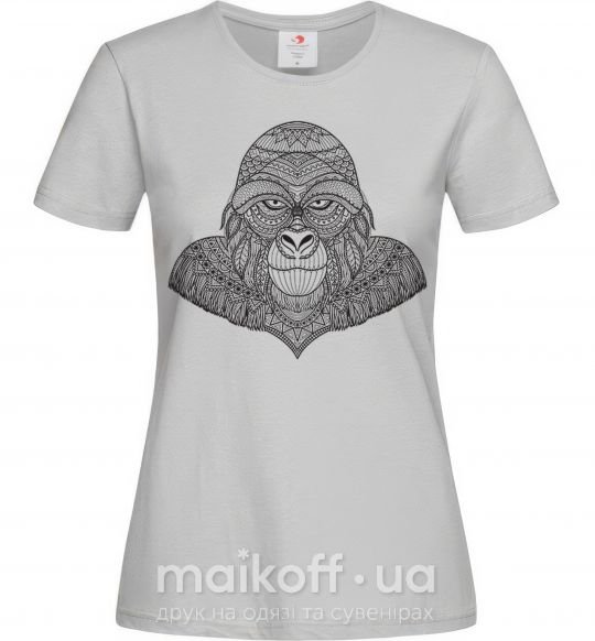 Женская футболка Детализированная обезьяна Серый фото
