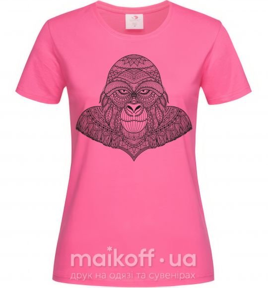 Жіноча футболка Детализированная обезьяна Яскраво-рожевий фото