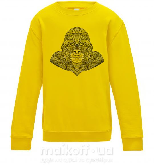 Детский Свитшот Детализированная обезьяна Солнечно желтый фото