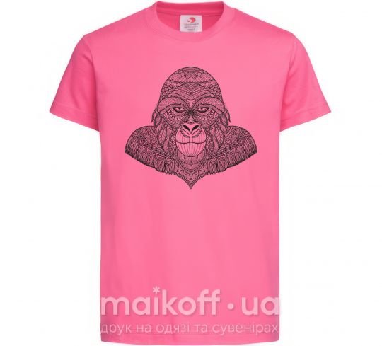 Детская футболка Детализированная обезьяна Ярко-розовый фото