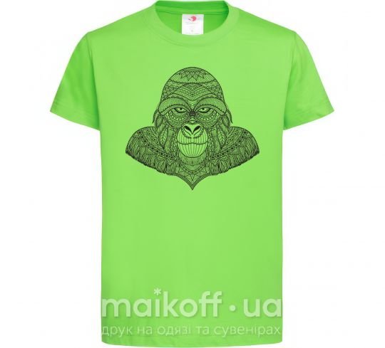 Дитяча футболка Детализированная обезьяна Лаймовий фото
