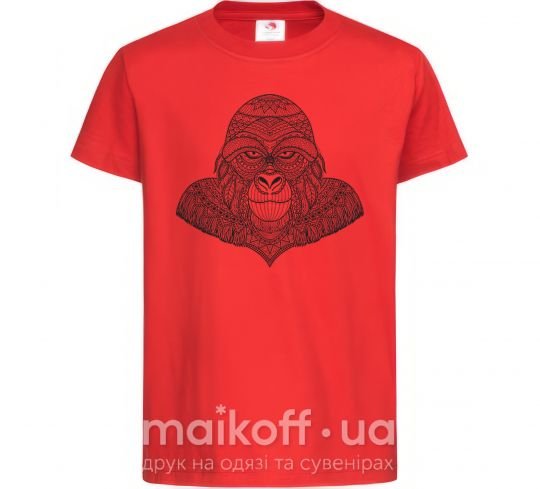 Детская футболка Детализированная обезьяна Красный фото