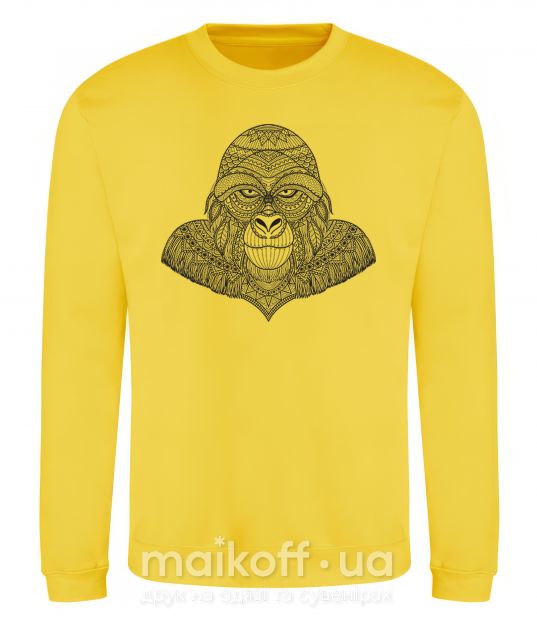 Світшот Детализированная обезьяна Сонячно жовтий фото