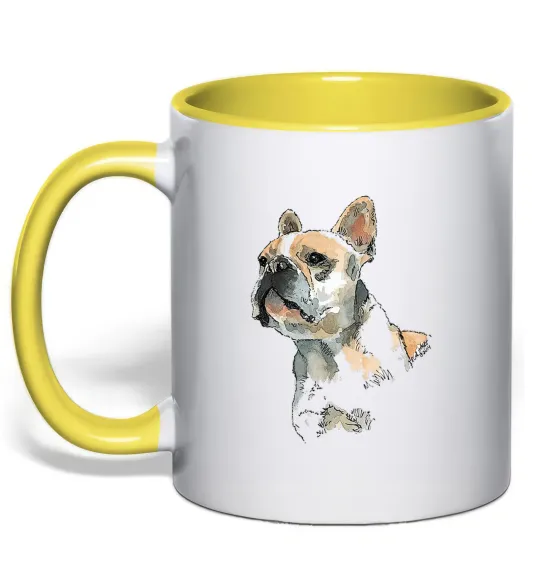 Чашка з кольоровою ручкою Бульдог Лимонний фото